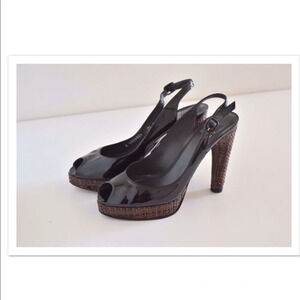 Stuart Weitzman peep toe sling back platforms